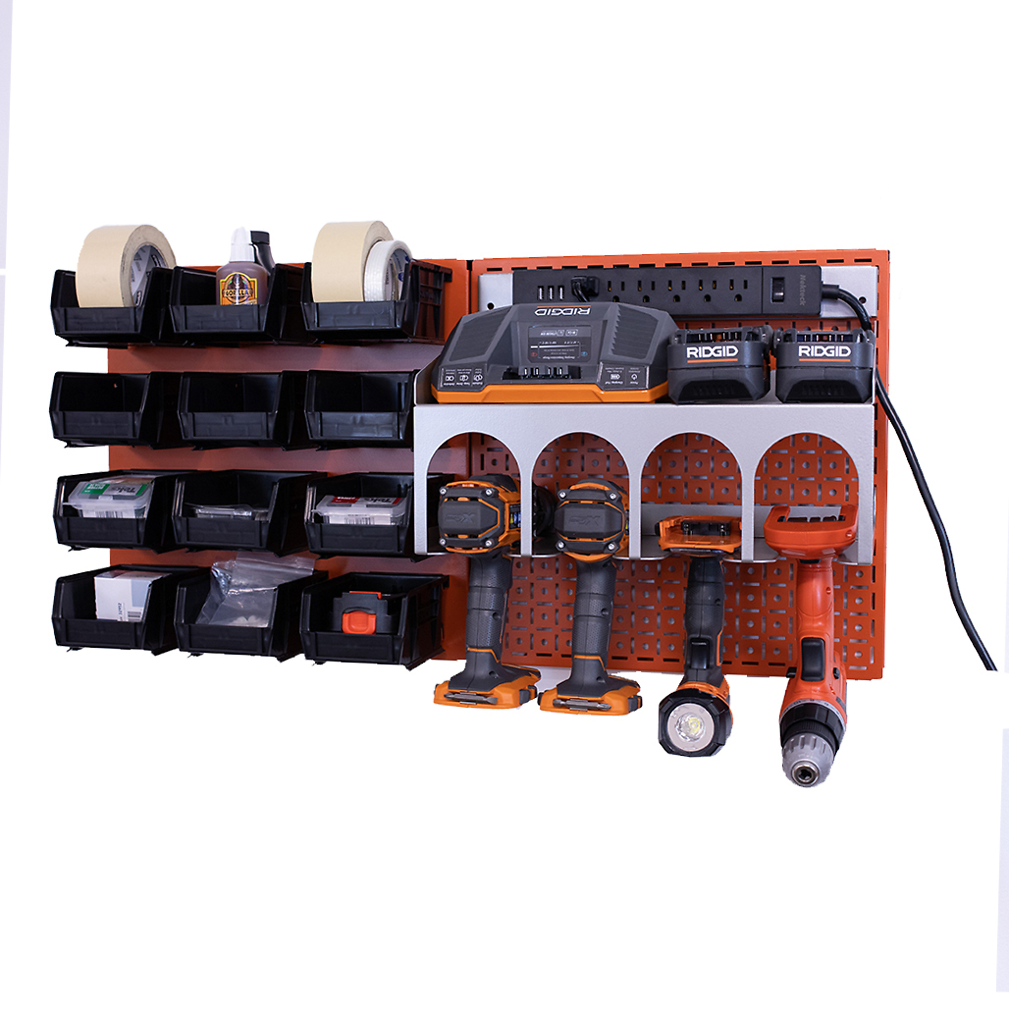 OmniWall, OmniWall metal pegboard storage kit for storage, Length 16 in, Width 16 in, Model# CGS-KIT-PST
